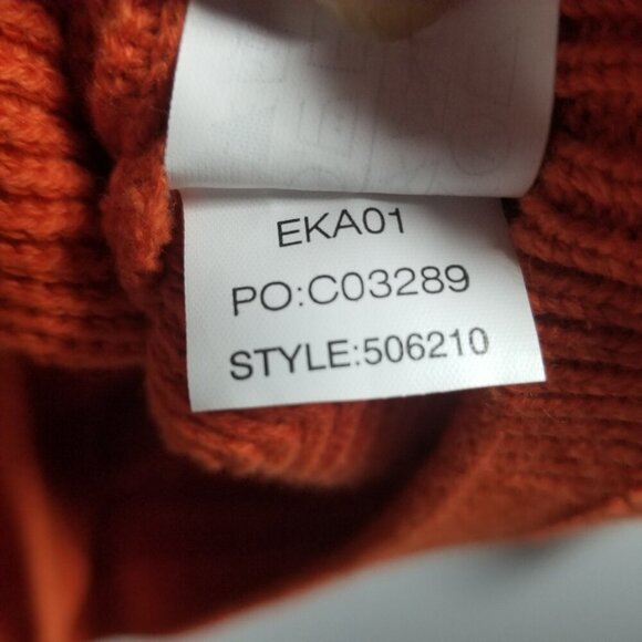 Vtg Ralph Lauren X Chaps Hand Frame Herringbone Men's Cotton Orange Sweater Sz L - Picture 2 of 5